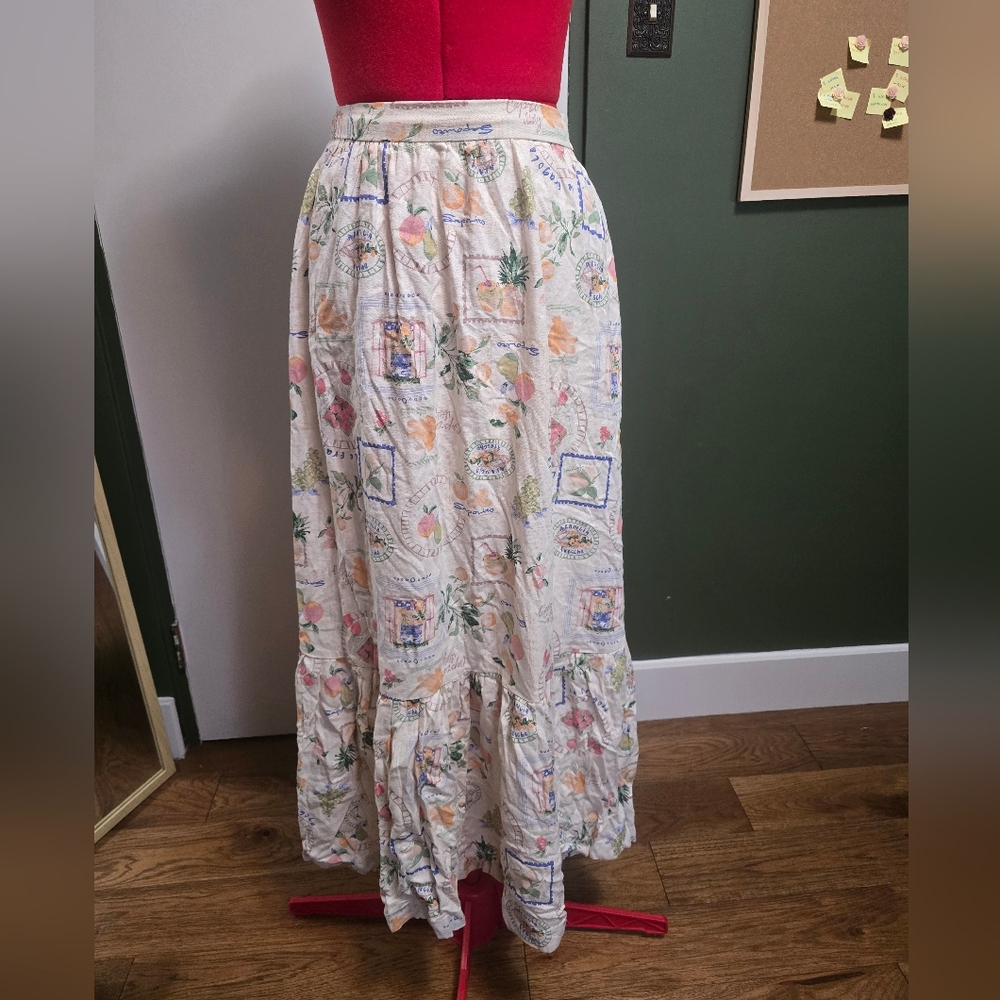 Mediteranean Print Maxi Skirt